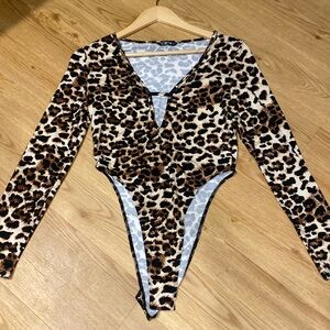 Leopard Print Long Sleeve Bodysuit